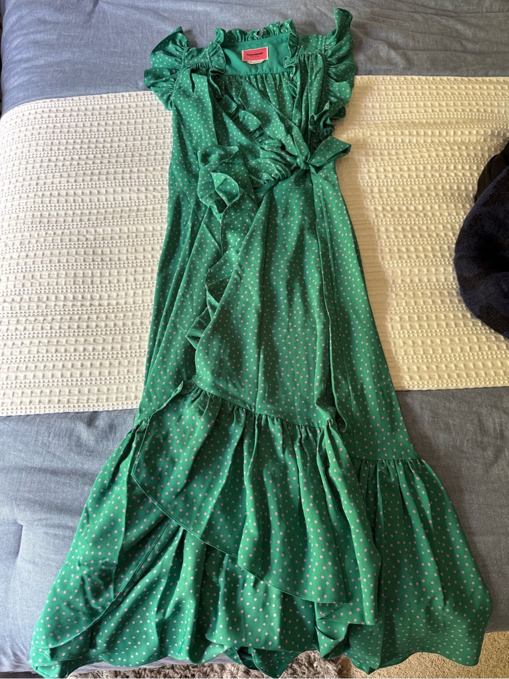 kate spade Green Polka Dot Ruffle Wrap Maxi Dress